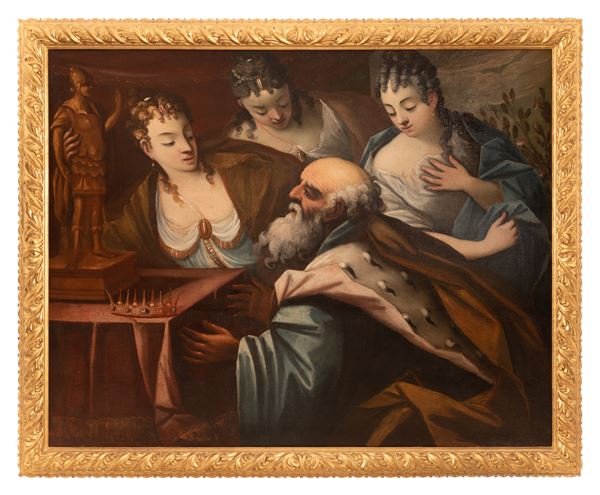 Pittore toscano degli inizi del XVIII secolo - Salomone in tarda età portato all'idolatria dalle mogli