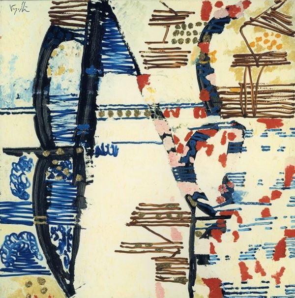 Antonio Vangelli : Ponti  (1984)  - Olio su tela - Asta Arte Moderna e Contemporanea - Gliubich Casa d'Aste