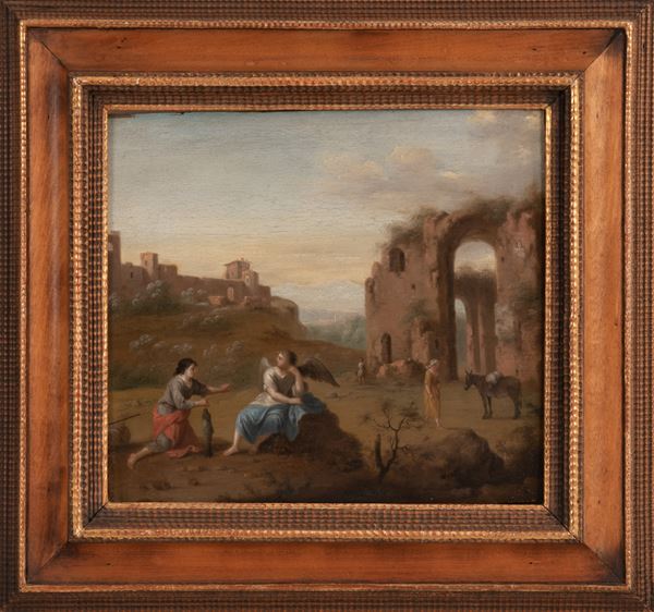 Cornelis  van Poelenburch - Tobiolo e l'angelo