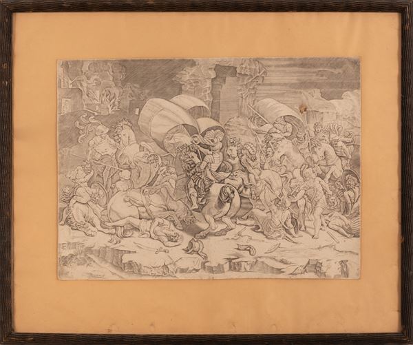 Agostino  De Musi  Veneziano - La battaglia dei coltellacci