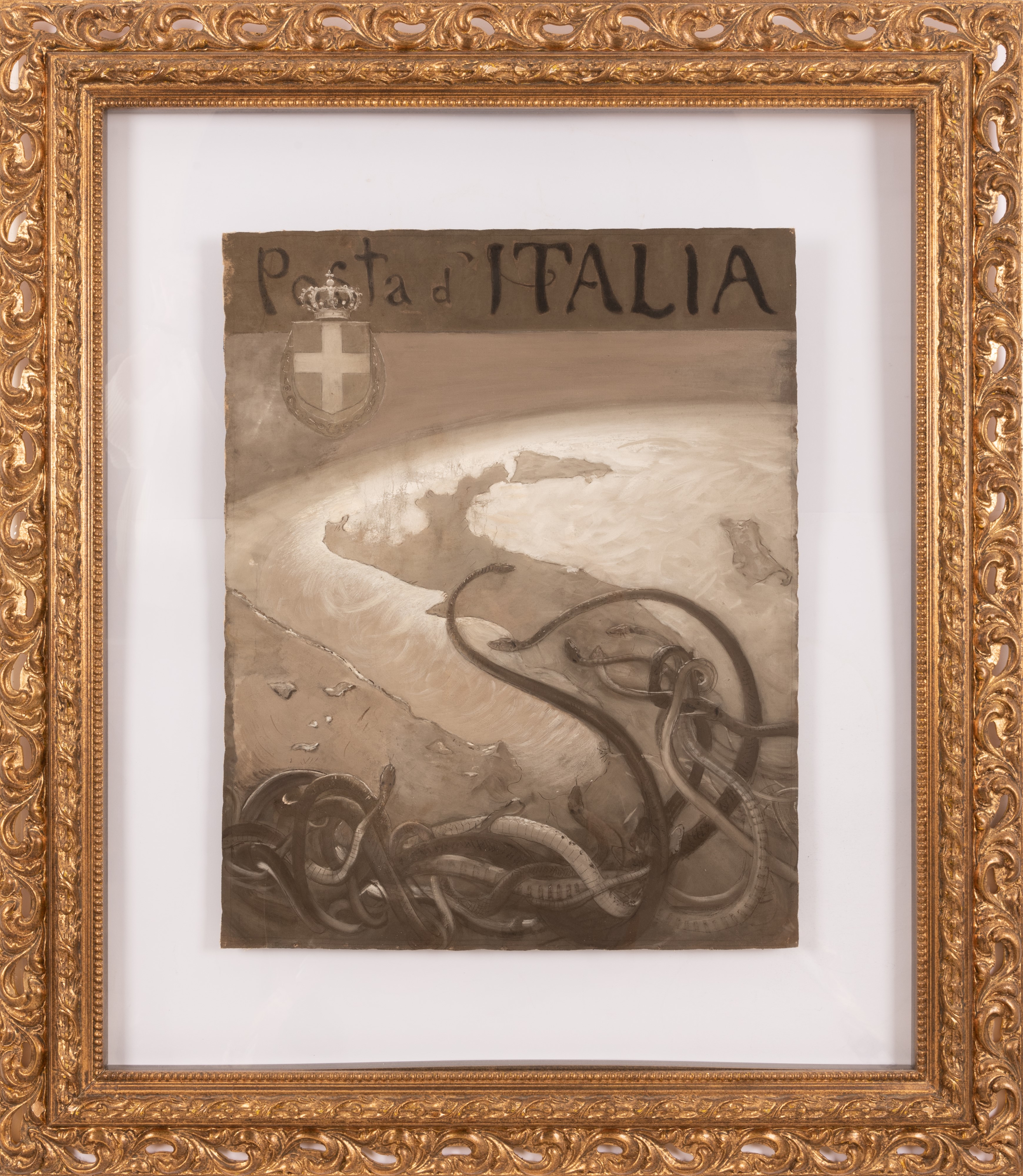 Bozzetto per Posta d'Italia "Serpenti che inghiottono l'Italia"