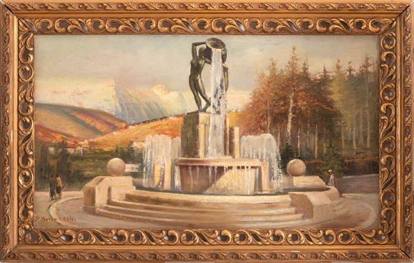 Pittore del XX secolo - La fontana luminosa de L'Aquila