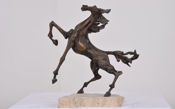 Nuccio Fontanella : Cavallo  (1992)  - Multiplo in bronzo su base in marmo n.1/20 - Asta Arte Moderna e Contemporanea - Gliubich Casa d'Aste