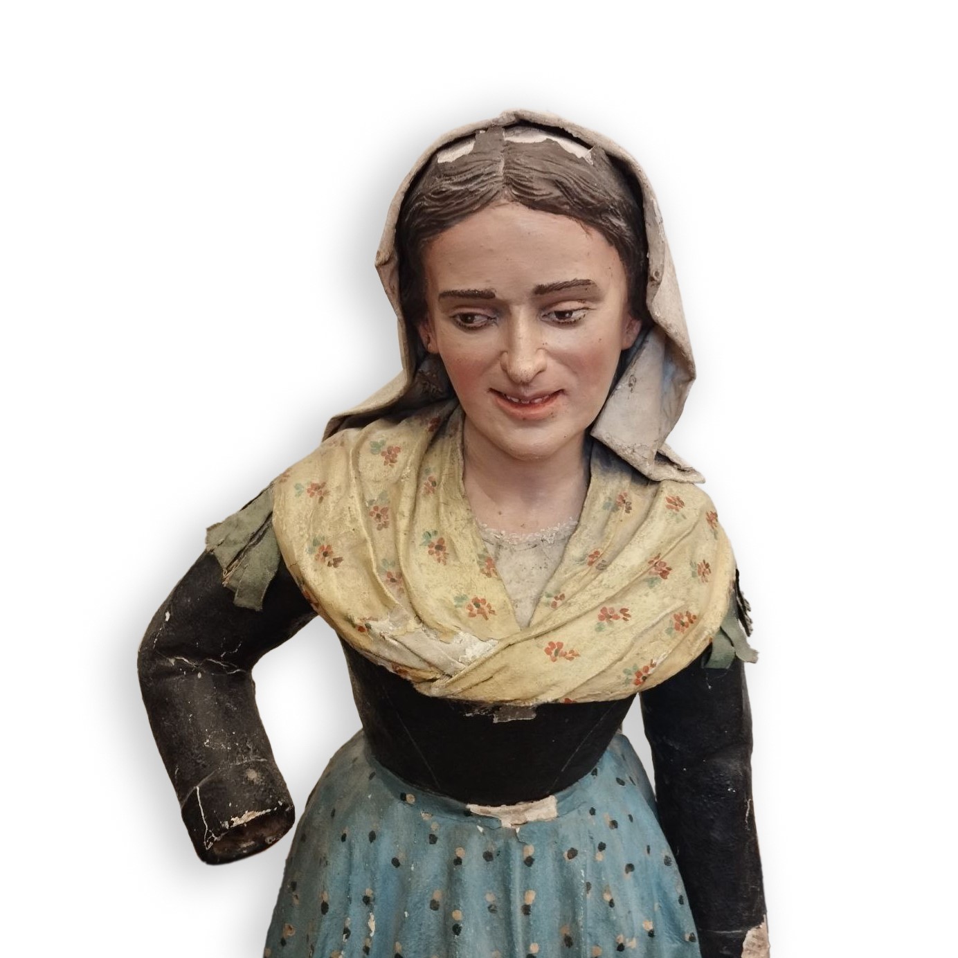 Scultura in Cartapesta Raffigurante Donna in Tipico Costume di Pacentro