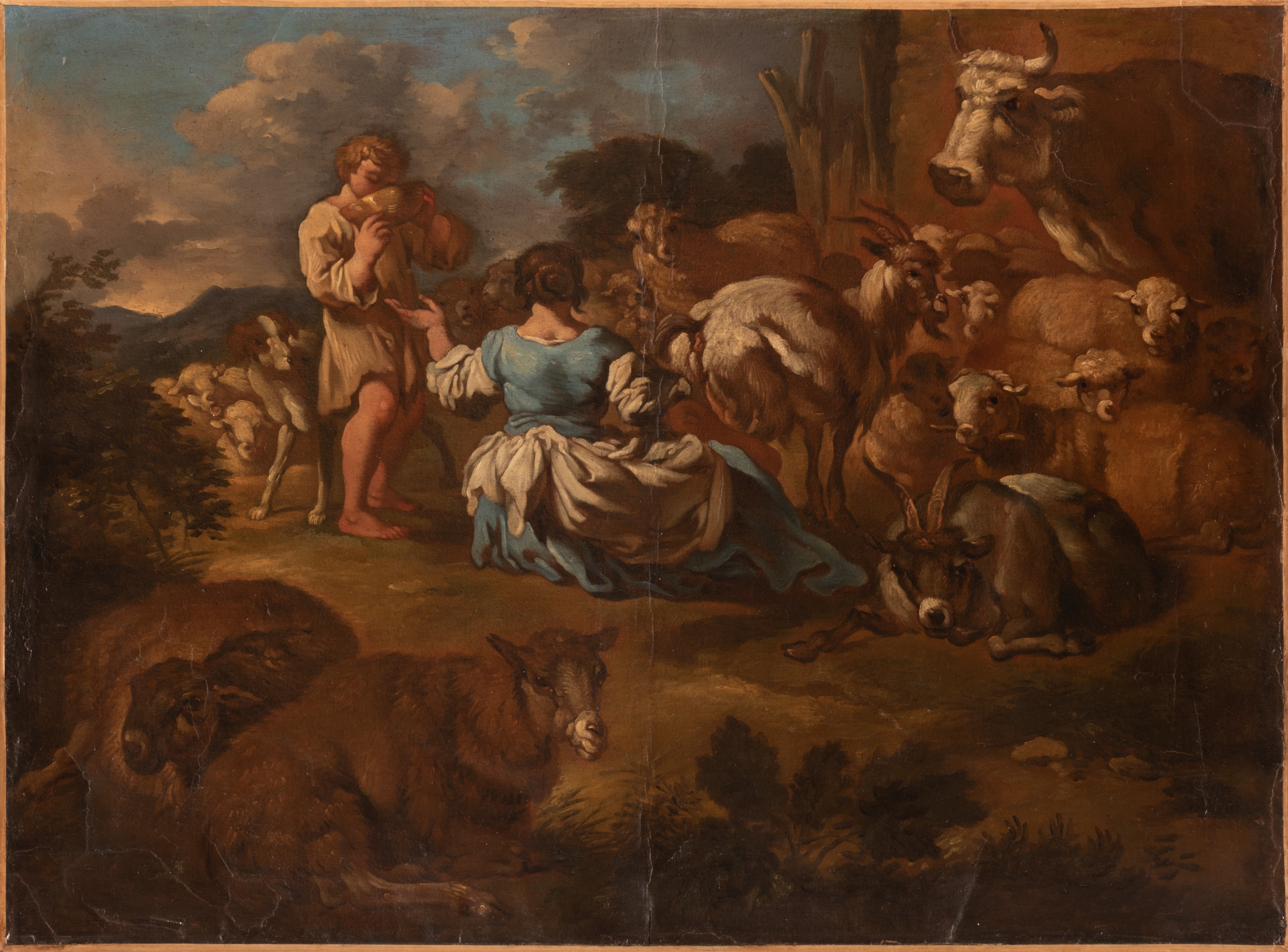 Coppia di bozzetti raffiguranti scene bucoliche