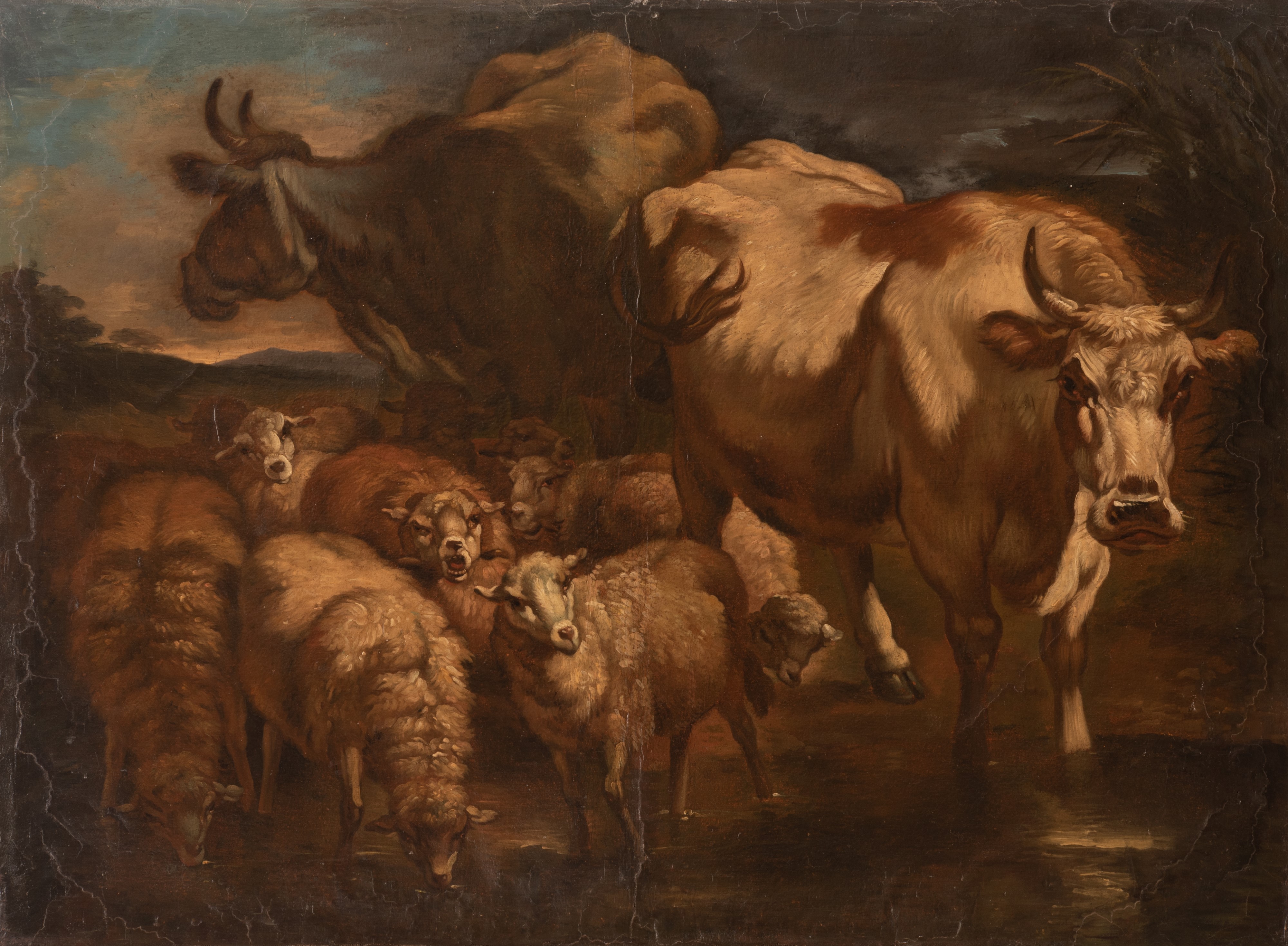 Coppia di bozzetti raffiguranti scene bucoliche