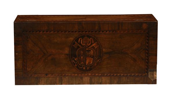 Scatola in legno intarsiata e lastronata Carlo X