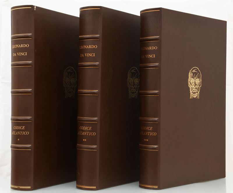 Lotto di 3 volumi in folio. Leonardo da Vinci. Codice Atlantico.