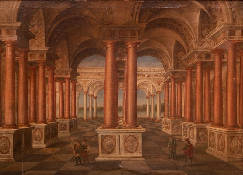 Scuola Emiliana XVIII Secolo - Architettura con Figure