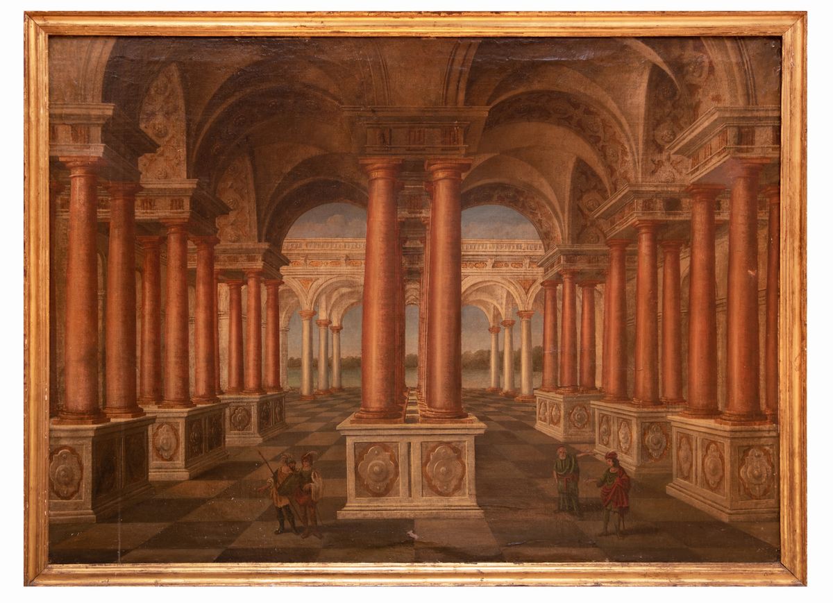 Scuola Emiliana XVIII Secolo - Architettura con Figure