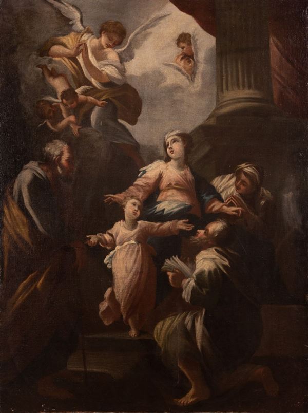 Scuola Toscana XVII secolo - Holy family with Angels