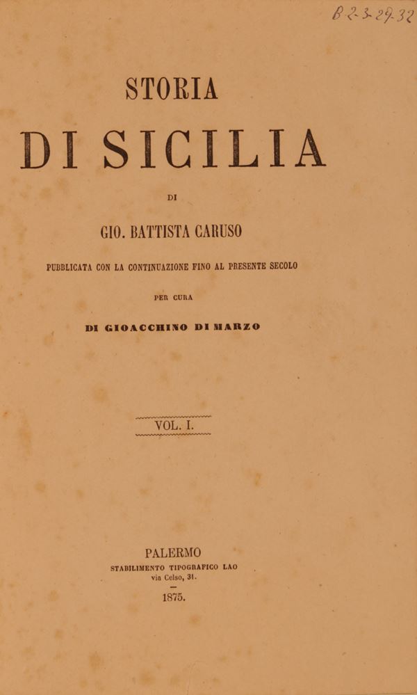 Caruso Giovanni Battista. Storia di Sicilia di Gio. Battista