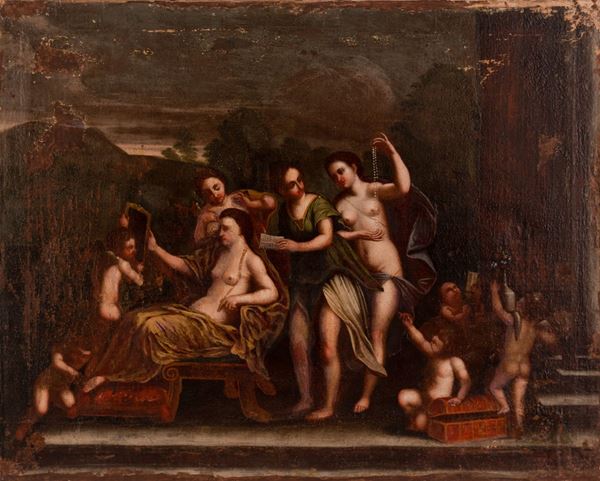 Scuola Emiliana XVII secolo - Toletta di Venere
