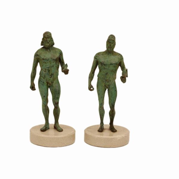 Coppia bronzi di Riace in bronzo patinato