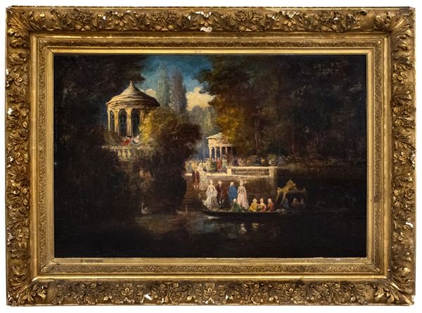 Lucius Rossi : Scena cortese in un parco  - olio su tela - Auction Old Masters: Dipinti e Arredi Antichi dal XVI al XIX secolo (Sessione II) - II - Gliubich Casa d'Aste