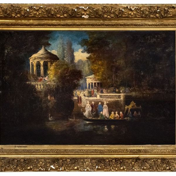 Lucius Rossi : Scena cortese in un parco  - olio su tela - Auction Old Masters: Dipinti e Arredi Antichi dal XVI al XIX secolo (Sessione II) - II - Gliubich Casa d'Aste