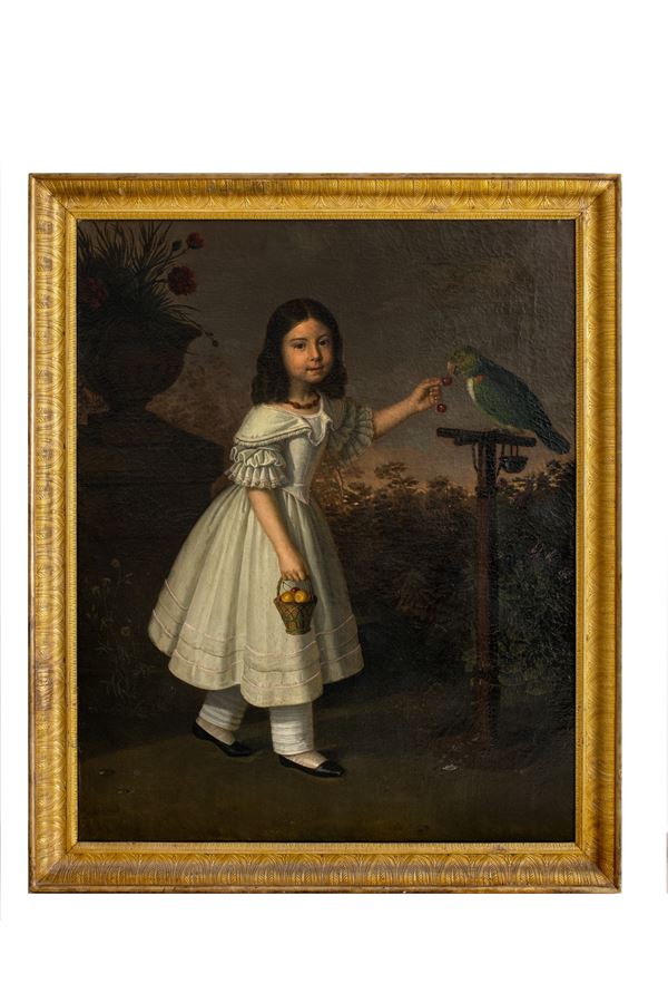 Giuseppe Patania - Bambina con pappagallo