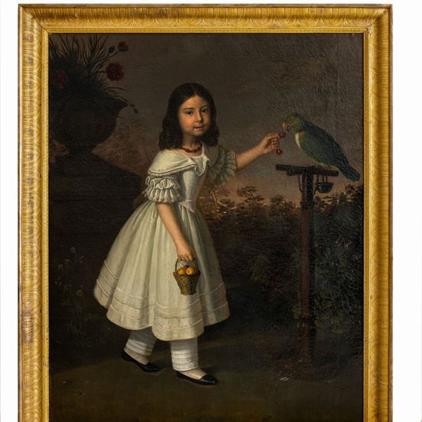 Giuseppe Patania - Bambina con pappagallo
