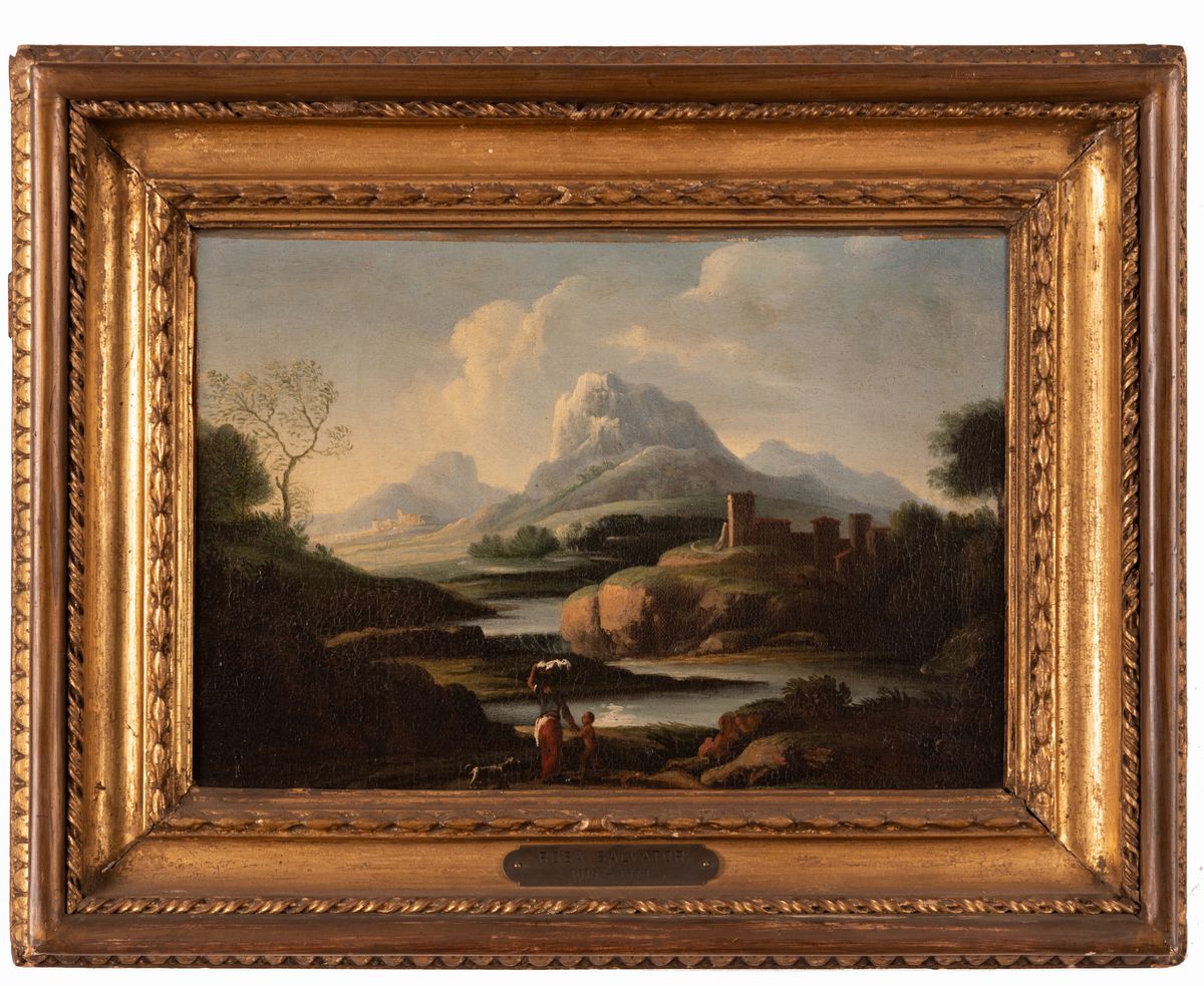 Scuola di Salvator Rosa del XVII Secolo - Paesaggio con Figure