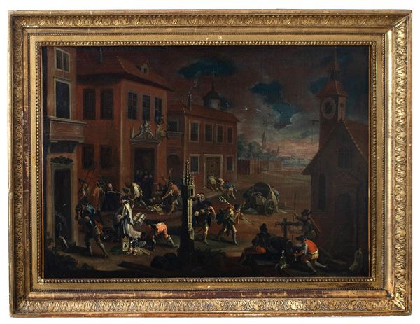 Pittore fiammingo tra la fine del XVII e gli inizi del XVIII secolo - Sacco dei Lanzichenecchi