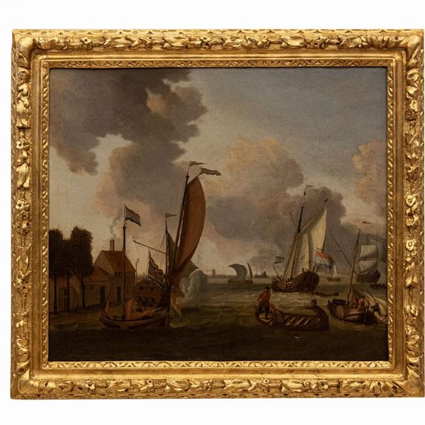 Jacobus Sturck - Porto in attività con movimento di barche