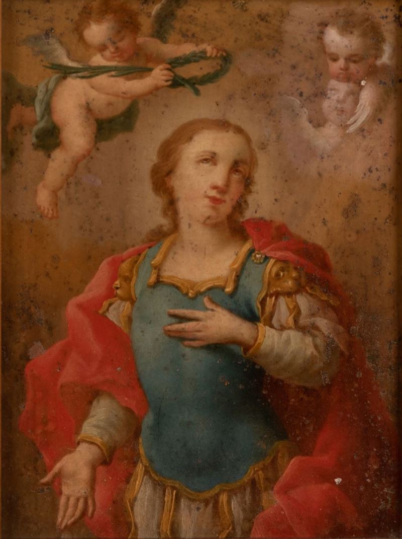 Scuola Romana XVIII Secolo - San Giorgio con Putti e Cherubini