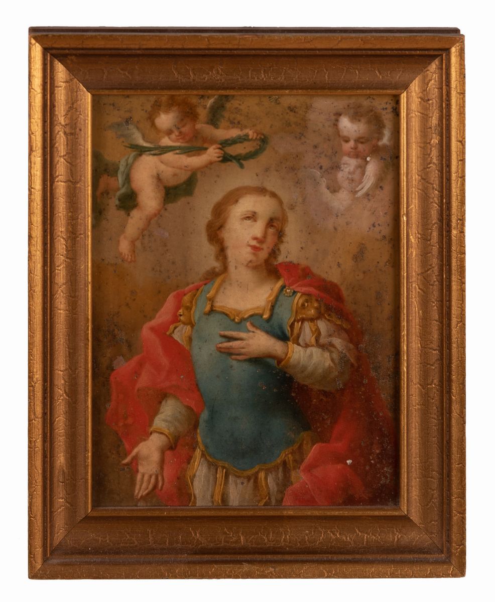 Scuola Romana XVIII Secolo - San Giorgio con Putti e Cherubini
