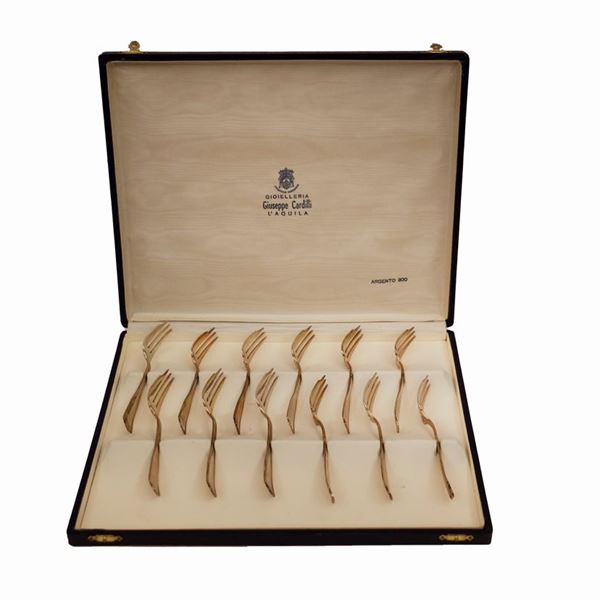 Set di 12 forchettine da dolce in argento 800/000  - Auction Old Masters: Dipinti e Arredi Antichi dal XVI al XIX secolo (Sessione II) - II - Gliubich Casa d'Aste