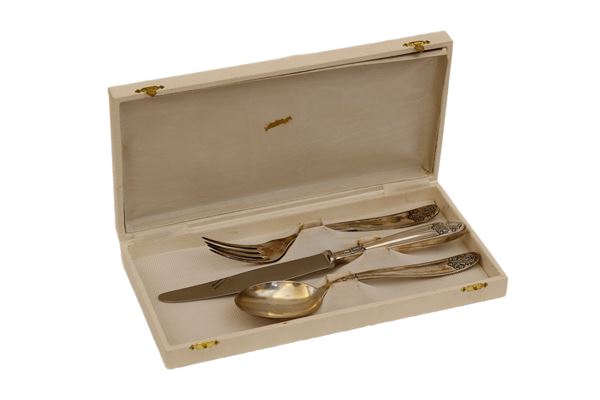 Set di forchetta, coltello e cucchiaio in argento 800/000  - Asta Old Masters: Dipinti e Arredi Antichi dal XVI al XIX secolo (Seconda tornata) - II - Gliubich Casa d'Aste