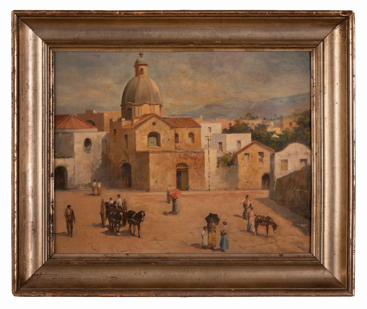Scuola Napoletana XX Secolo - Coppia di Vedute di Città Dell'italia Meridionale