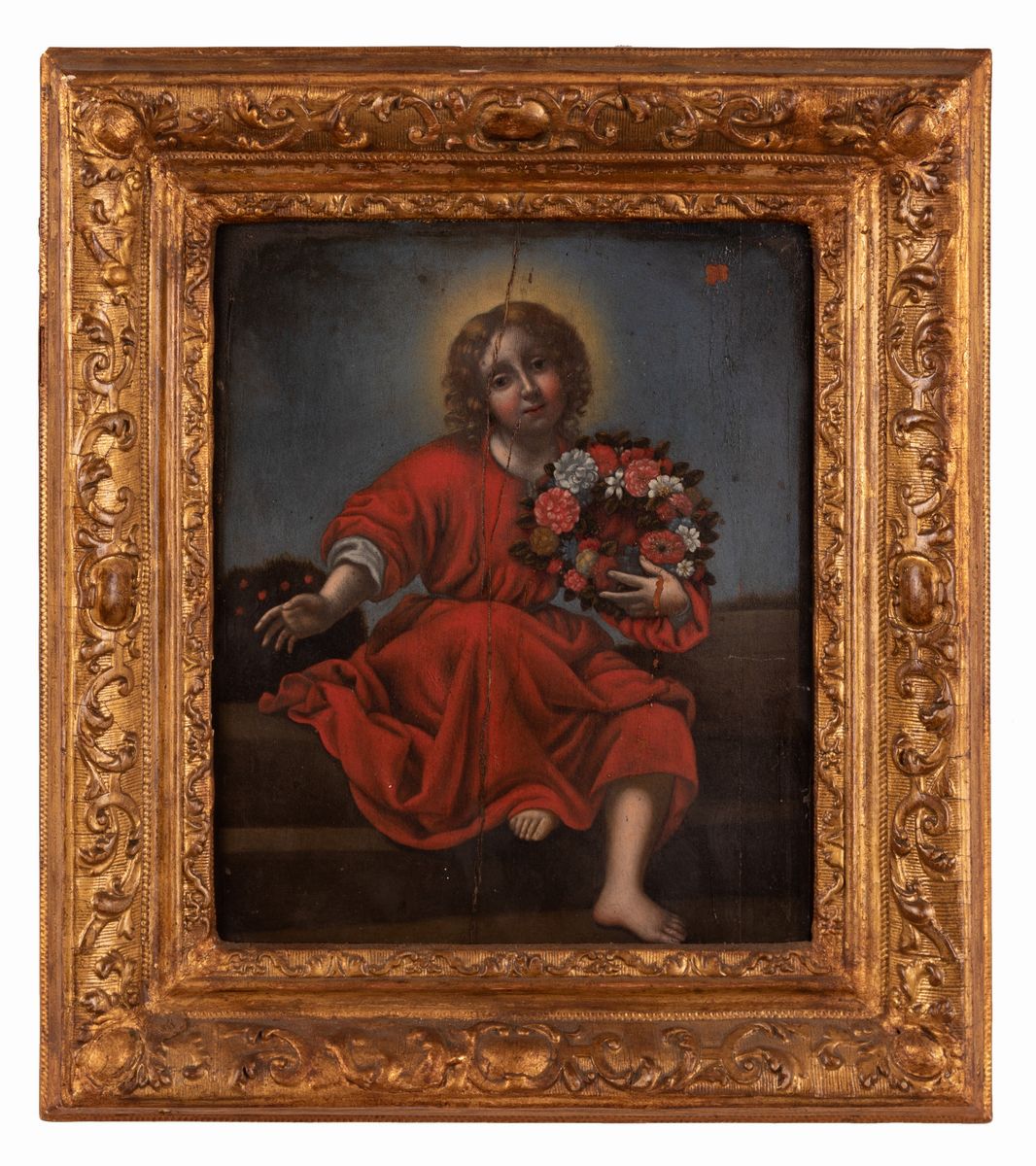 Scuola Toscana del XIX Secolo - Gesù con Ghirlanda di Fiori