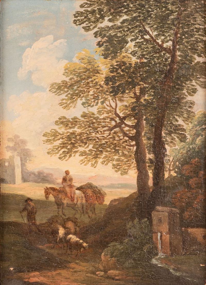 Paolo Anesi Attr. - Paesaggio con Viandanti