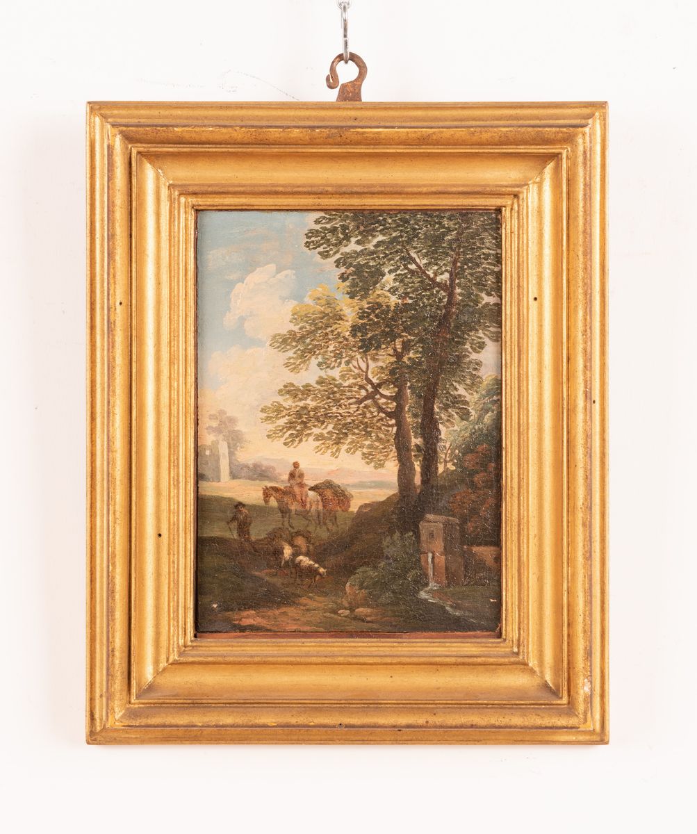 Paolo Anesi Attr. - Paesaggio con Viandanti