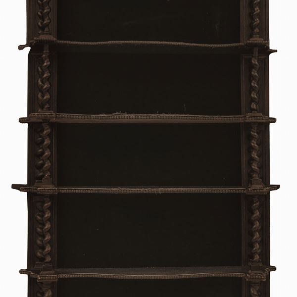 Grande etagere libreria in noce ebanizzata, XIX secolo