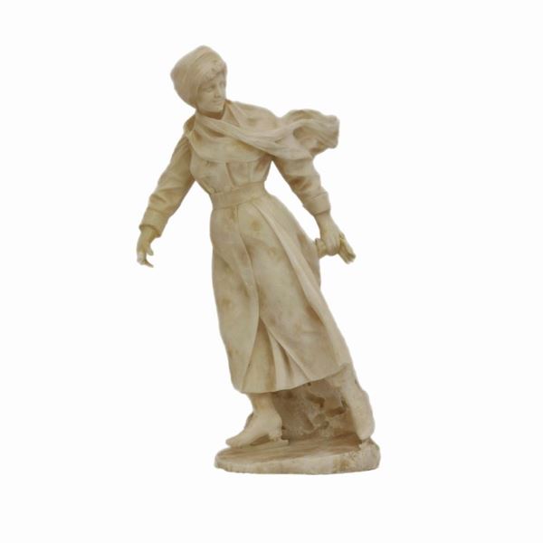 Scultura in alabastro rappresentante pattinatrice