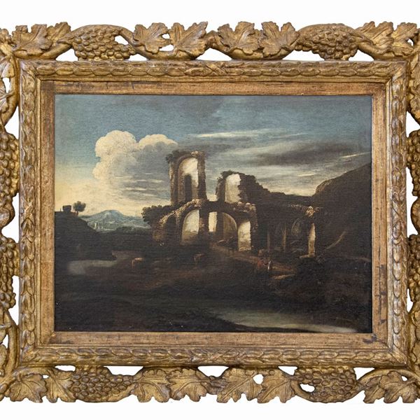 Pittore dell'Italia centrale del XVIII secolo - Veduta con rovine