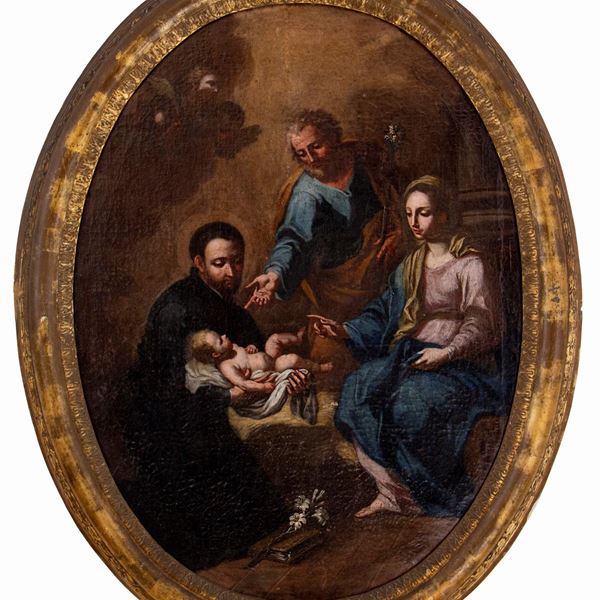 Pittore Napoletano del XVIII secolo - Sacra famiglia con Sant'Antonio