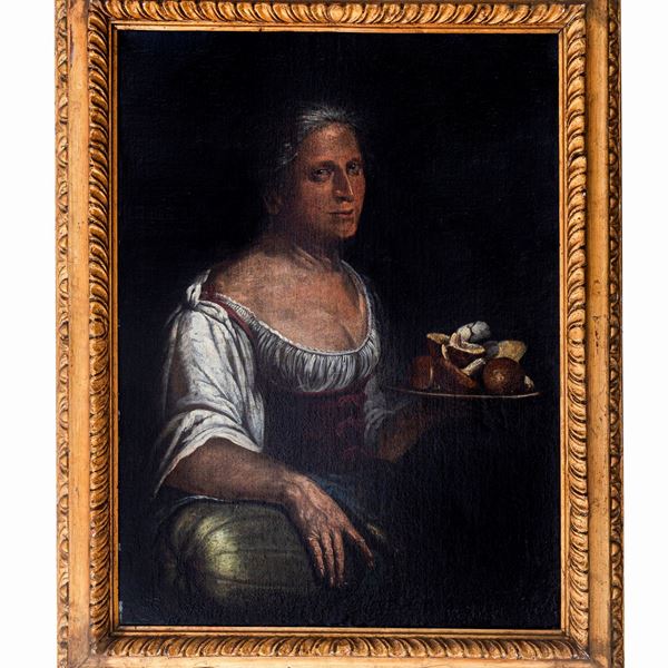 Pietro Bellotti - Fantesca che porge un piatto di funghi