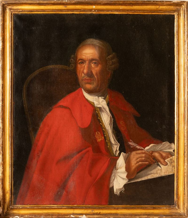 Gentiluomo che scrive una lettera indirizzata all'Ill.mo Sig. Francesco Patrizi