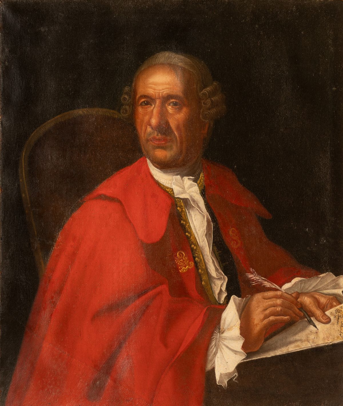 Gentiluomo che scrive una lettera indirizzata all'Ill.mo Sig. Francesco Patrizi
