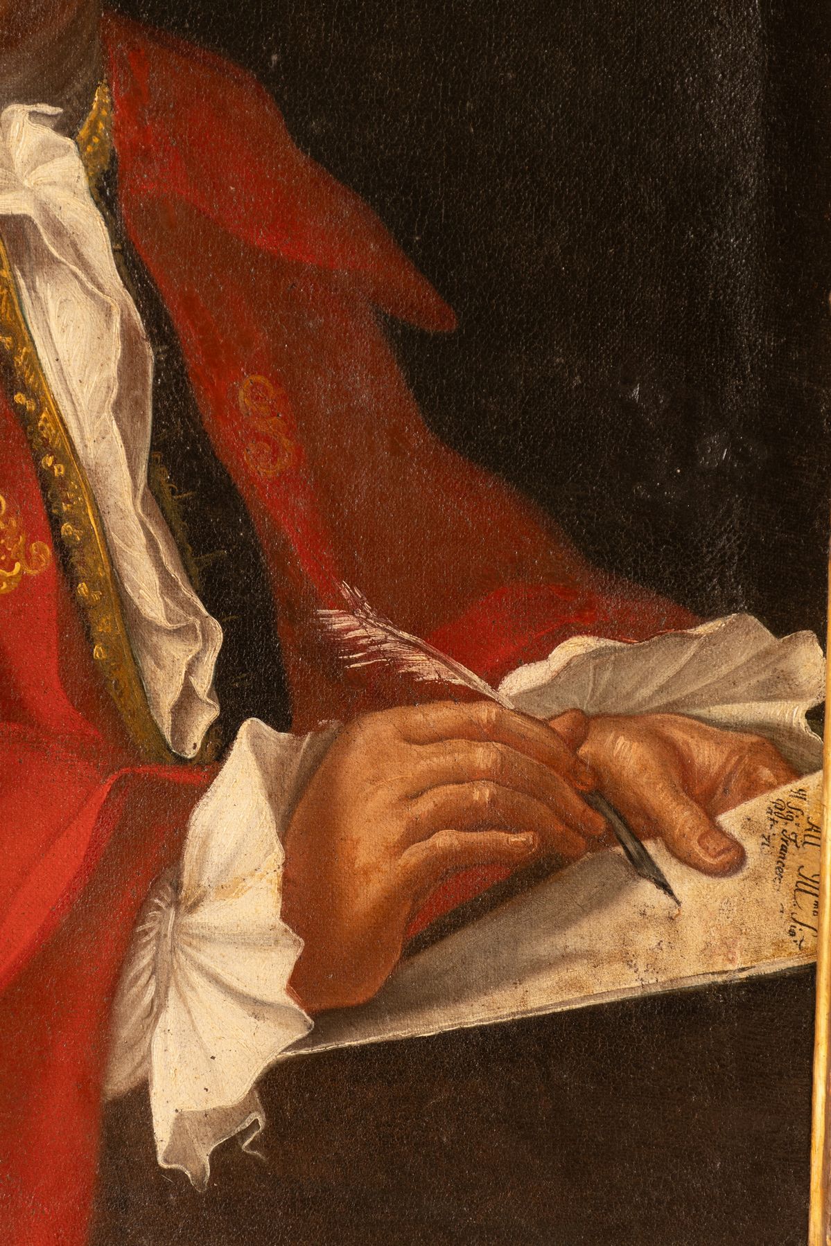 Gentiluomo che scrive una lettera indirizzata all'Ill.mo Sig. Francesco Patrizi