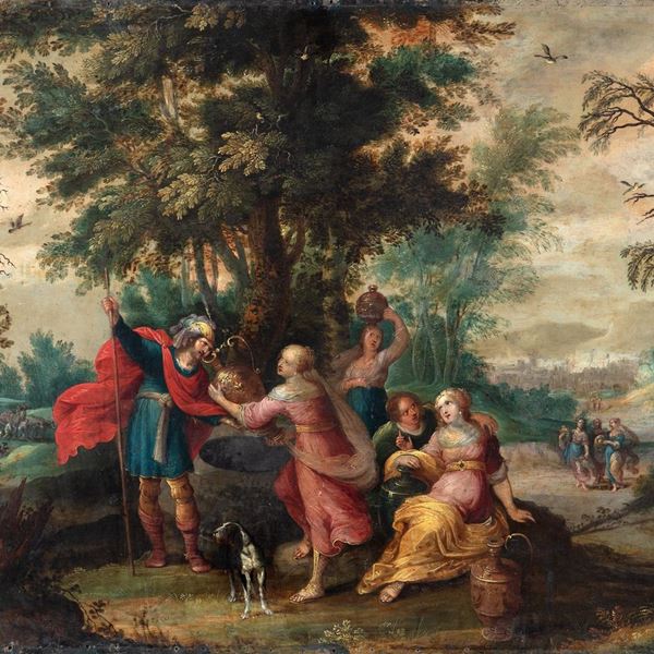 Jan Brueghel II,&amp; Frans  Francken II - Eliezer e Rebecca al pozzo