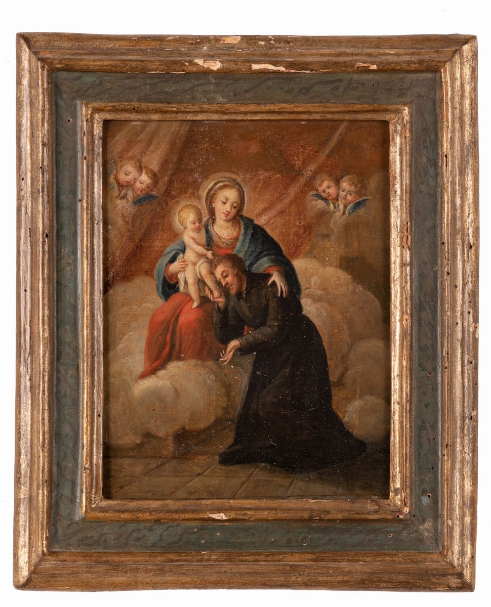 Scuola Romana XVIII Secolo - Coppia di Dipinti Raffiguranti "riposo dalla Fuga in Egitto" e "mado...