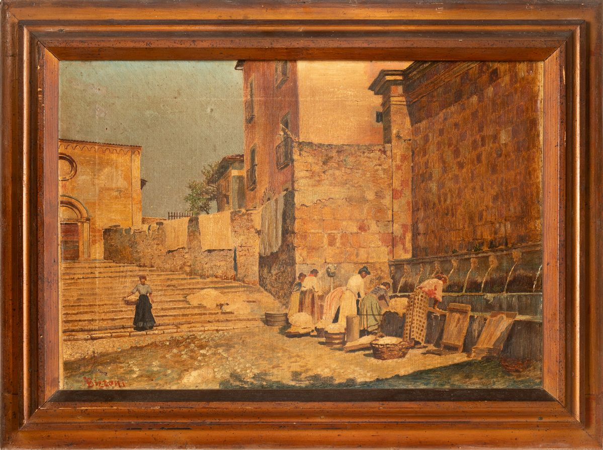 Enrico Bizzoni - Donne che Lavano alla Fontana delle 99 Cannelle De L'aquila