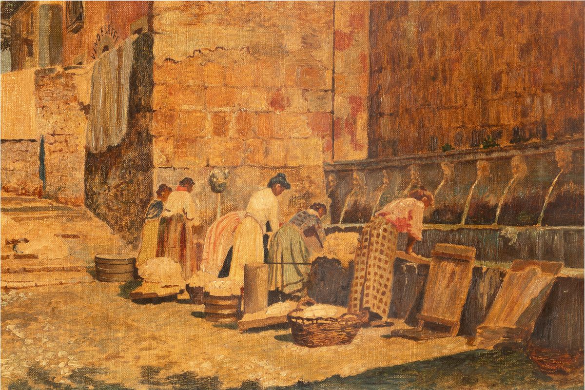 Enrico Bizzoni - Donne che Lavano alla Fontana delle 99 Cannelle De L'aquila