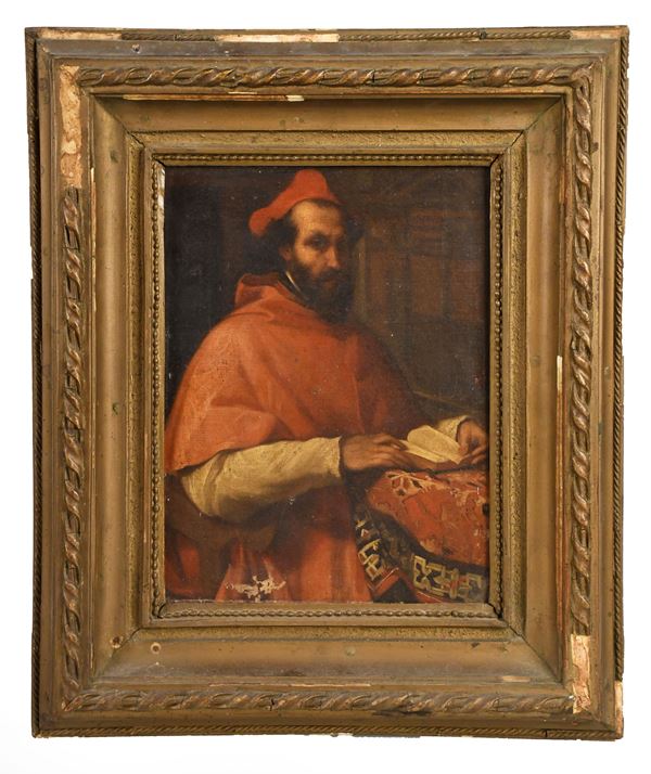 Scuola marchigiana del XIX secolo : Ritratto del Cardinale Marcello Cervini degli Spannocchi  - olio su tela - Auction Christmas Auction: Dipinti antichi e del XIX secolo, Arredi e Arte della tavola - I - Gliubich Casa d'Aste