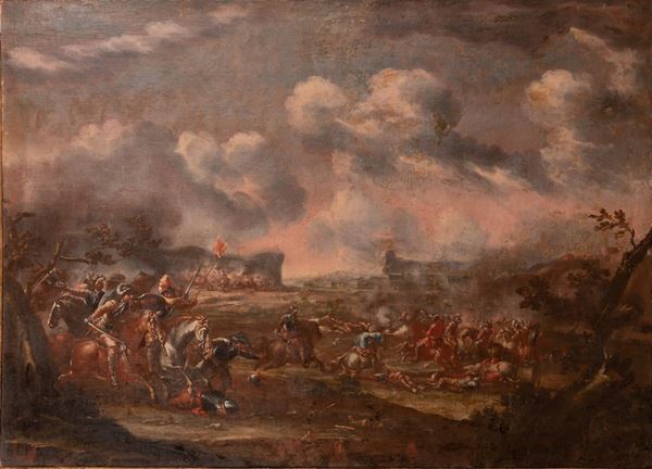 Scuola veneta XVIII secolo - Battle scene