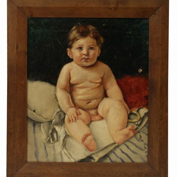 Ritratto di bambino   - olio su tela - Auction Asta 19: Oggetti d'arte, argenti e dipinti antichi - Gliubich Casa d'Aste