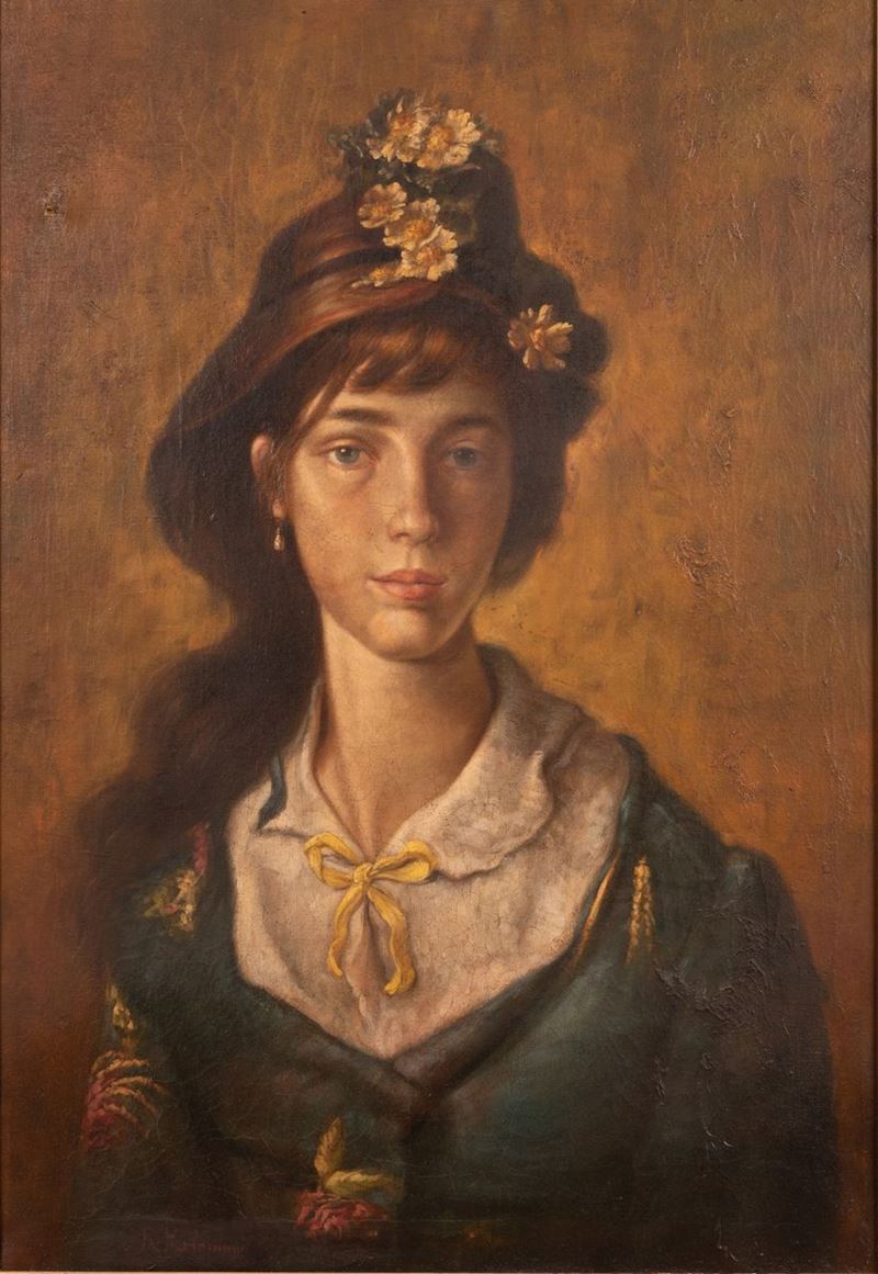 Raffaello Celommi - Ritratto di Giovane Donna con Cappello