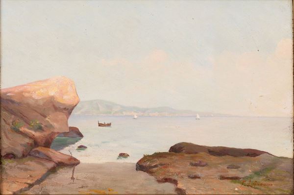 Pittore italiano del XIX secolo - Veduta costiera